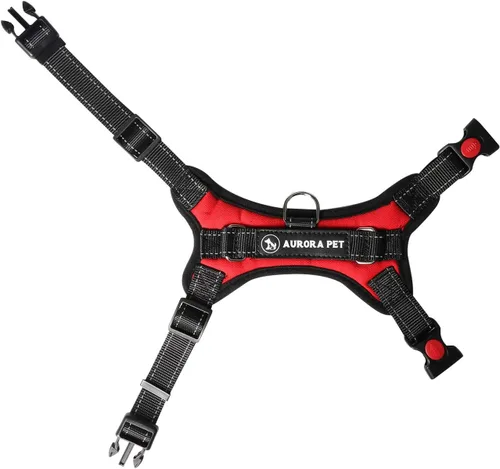Vista 4 de Aurora Pet Arnés para perro, arnés ajustable para mascotas, chaleco reflectante 3M, asa de fácil control y dos accesorios para correa para perros