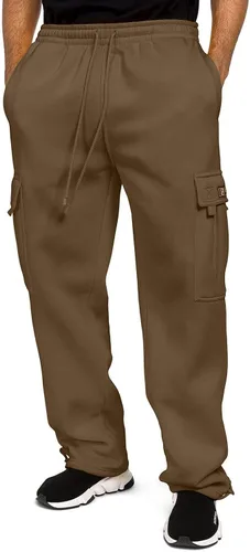 Vista 4 de Pantalones de chándal para hombre, leggings de herramientas, pantalones de pierna recta, pantalones de color sólido casual para hombre