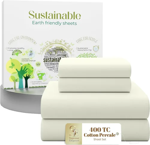 Vista 23 de Purity Home - Juego de sábanas 100% algodón de 400 hilos, percal refrescante, con bolsillo profundo elástico, ropa de cama de 3 piezas, lujo