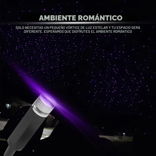 Vista 4 de HAOBO Proyector de estrellas USB para noche, luces de estrellas para auto, proyector de estrellas LED de atmósfera romántica para interior de auto