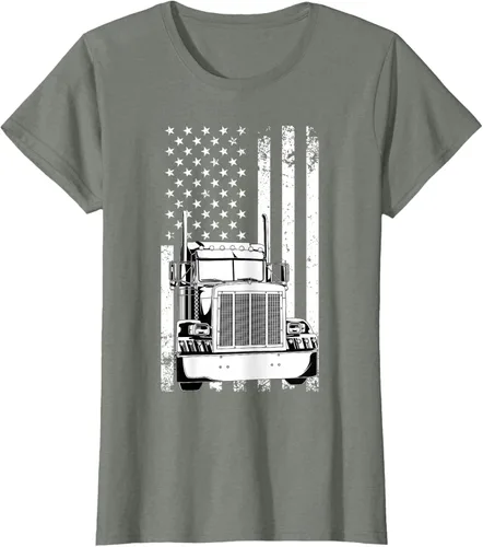 Vista 13 de Camión conductor bandera americana camionero vintage hombres mujeres regalo camiseta