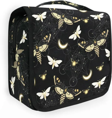 Vista 13 de MNSRUU Hanging Toiletry Bag Bats Satellites Skulls and Trees Travel Makeup bag for Toiletries Portable Travel Toiletry Organizer Cosmetic Bags with