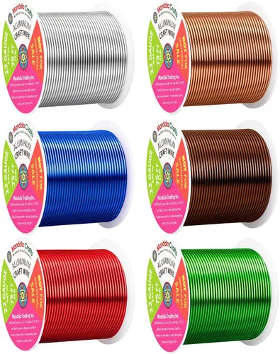 Vista 322 de Mandala Crafts - Alambre de aluminio anodizado de calibre 22 para hacer joyas - 137.2 m de alambre flexible surtido y coloreado - Doble para bonsái