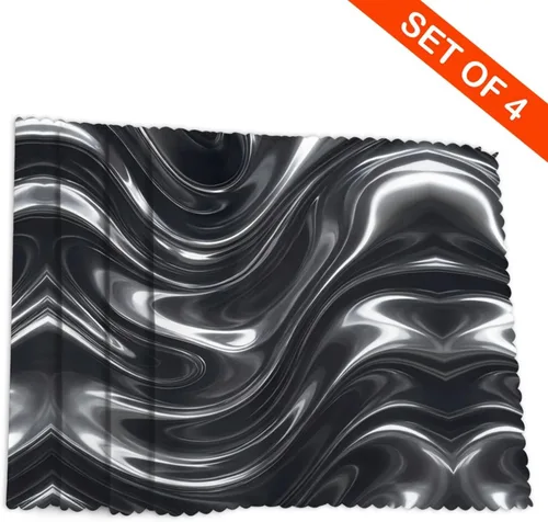 Vista 4 de Rectangular Placemats Set of 4, Heat Resistant Liquid Metal Printed Kitchen Dining Table Mats
