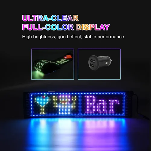 Vista 5 de Letrero LED programable de desplazamiento – Tablero de visualización a todo color con control de aplicación Bluetooth – Patrones personalizados