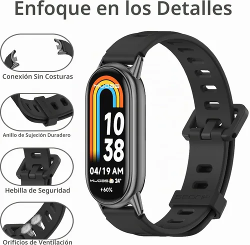 Vista 4 de Correa para Mi Band 10/9/8, pulsera de repuesto para Xiaomi Smart Band 10 Silicona Sport Watch Band 10