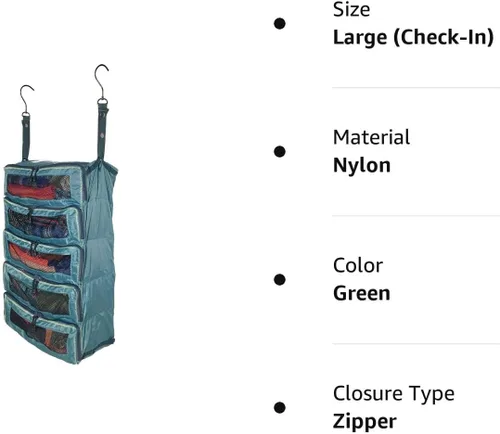 Vista 10 de Pack Gear Organizador colgante de maleta, cubos de embalaje plegables esenciales de viaje, paquete grande o equipaje de mano, organizador de estante