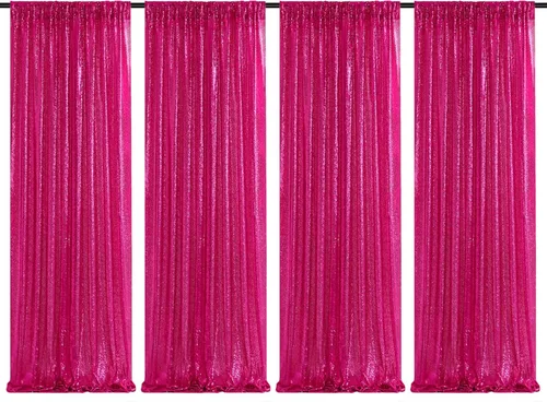 Vista 17 de Cortinas de fondo de lentejuelas con purpurina azul bebé, 2 piezas de 2 x 8 pies, telón de fondo de fiesta de baby shower para niños, hermosas