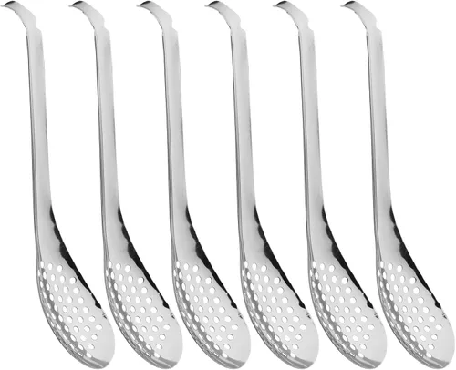Vista 7 de Cuchara de esferificación - Juego de 2 cucharas de esferificación de acero inoxidable Molecular Slotted Bar Spoon Kitchen - KICW0071 (Plata)