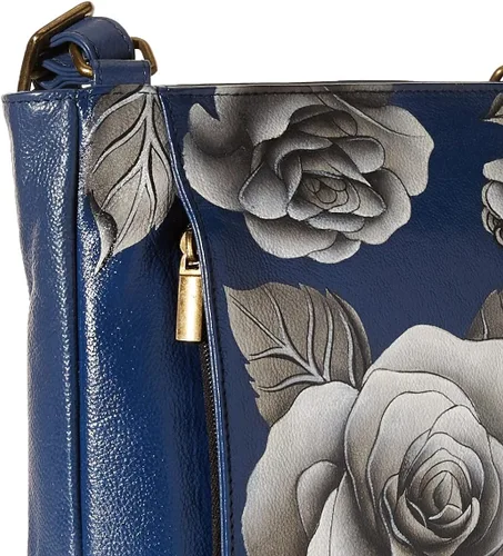 Vista 3 de Anna by Anuschka Women's Genuine Leather Medium Crossbody Hand Painted Original Artwork