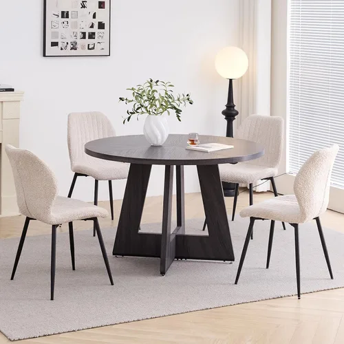 Vista 10 de Juego de mesa de comedor redonda para 4, mesa de cocina y sillas