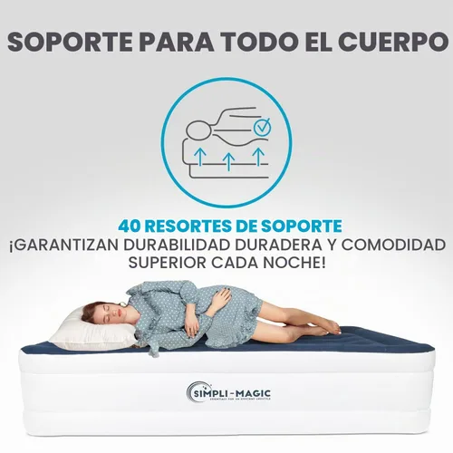 Vista 6 de Simpli-Magic Premium Collection - Colchón de aire de lujo, bomba integrada de alta capacidad para el hogar y el campamento, doble altura, ajustable