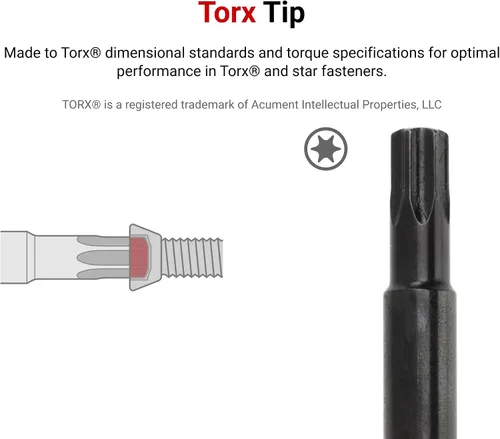 Vista 6 de TEKTON T10 Torx Destornillador de hoja de óxido negro de mango duro DST11100 Fabricado en Estados Unidos