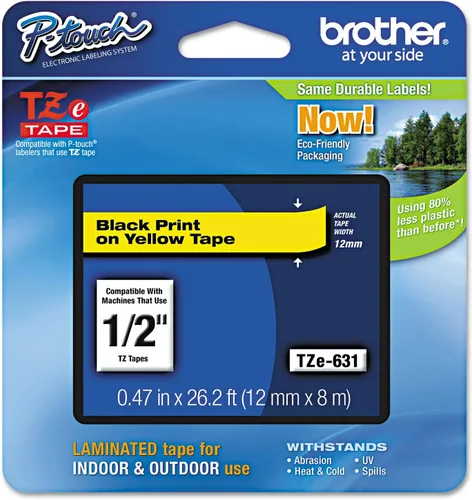 Vista 12 de Cinta laminada Brother Negro sobre Transparente, 6 mm (Tze111)