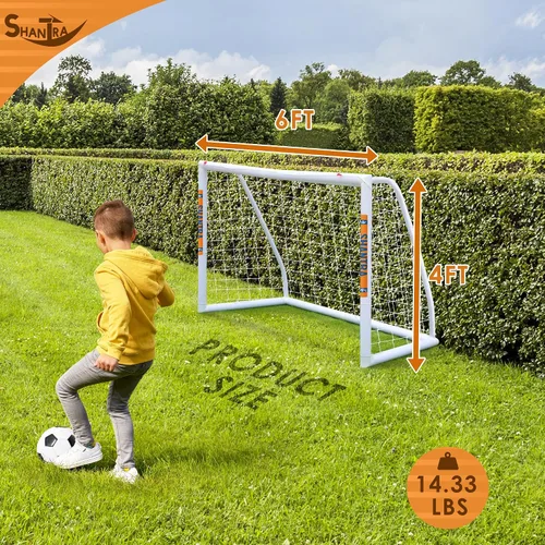 Vista 2 de SHANTRA Portería de fútbol de 12 x 6/10 x 6.5/8 x 5/6 x 4 pies para patio trasero, redes de fútbol de tamaño completo para niños y adultos, portería