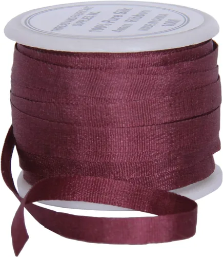 Vista 34 de Threadart Cinta de seda 100% pura - 3 tamaños - Docenas de colores - Castaño - 2 mm No. 524 Soft 100% pure silk ribbon on a single spool - perfect