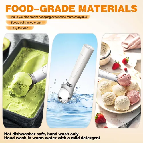 Vista 4 de Cuchara de helado calentada recargable, impermeable, cuchara eléctrica para helado duro, recargable con pantalla LED, calienta a 158 °F para tiendas