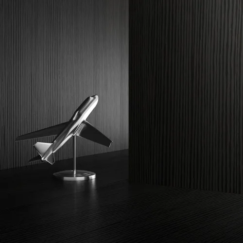Vista 2 de Mobili Fiver, Mesita de Noche Flotante Riccardo, Madera de Fresno Negra, Fabricado en Italia