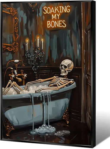 Vista 12 de Póster de dos lindos fantasmas en una biblioteca, arte de pared gótico espeluznante, decoración de Halloween, divertido estampado de fantasma