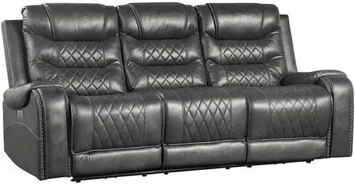 Vista 10 de Pemberly Row Sofá reclinable eléctrico de microfibra de 86 pulgadas, acabado pulido marrón, marco de madera maciza, puertos de carga USB, mesa