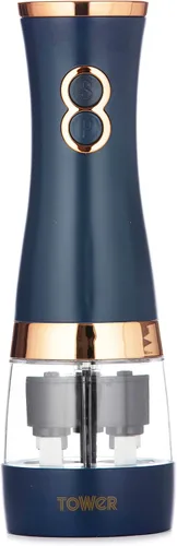 Vista 13 de Tower T847004BLK Molinillos eléctricos de sal y pimienta, funcionan con pilas con molinillos de cerámica ajustables, negro y oro rosa