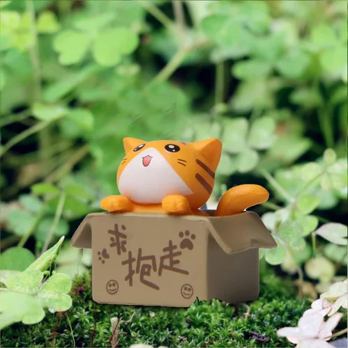 Vista 5 de Walbest Lindas figuras de gato para decoración de escritorio, gato en miniatura en caja de cartón, figuras de gato, caja coleccionable, figura