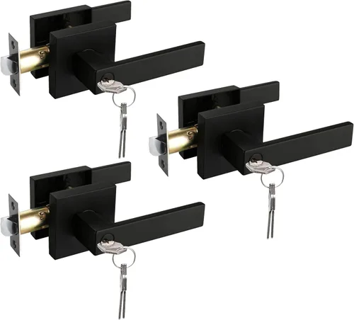 Vista 54 de NEWBANG Manija de palanca de puerta sólida con acabado negro mate