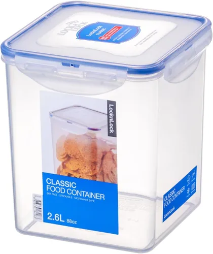 Vista 11 de LOCK & LOCK Easy Essentials - Tapas de almacenamiento de alimentos/recipientes herméticos, sin BPA, cuadrados, 20 oz para café, transparente