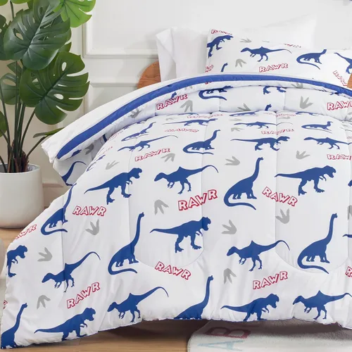 Vista 17 de SLEEP ZONE Juego de edredón de 5 piezas para niños, tamaño individual, súper lindo y suave, ropa de cama para niños en una bolsa, juego de 5 piezas