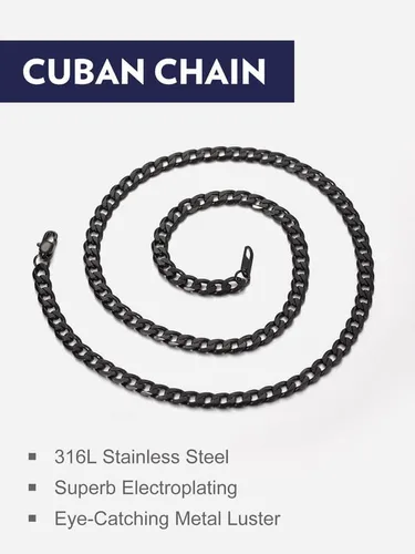 Vista 8 de Bandmax 316L Stainless Steel Men Cuban Curb Link Chain Necklace Gift 3mm6mm9mm12mm Width Heavy Dense Punk Miami Necklace For Men Women 14Inch-30Inch