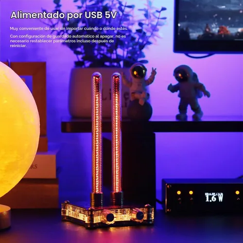 Vista 4 de Douk Audio VU9 Pixie Tube Medidor de nivel de sonido Retro Nixie Tube Audio Spectrum MIC Pickup para decoración de escritorio del hogar