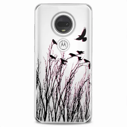 Vista 6 de Funda de TPU compatible con Motorola G9 G8 Plus G7 E20 P40 Z4 Edge 20 G22 Stylus Clear Pattern Phone Grand Cute Flock Ravens Slim Fit Soft Tree