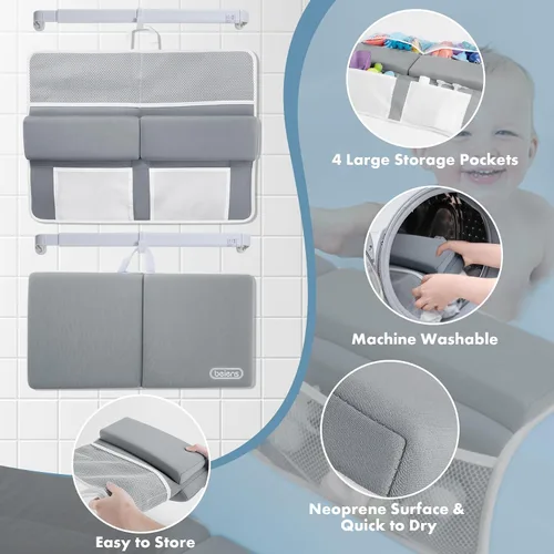 Vista 5 de beiens Juego de rodilleras de baño y coderas - Almohadillas de rodillas de baño gruesas y cómodas de 1.5' para bebé, almohadilla de rodillas suave