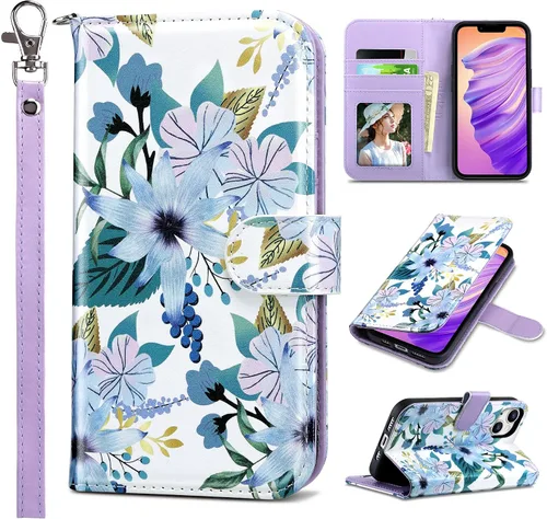 Vista 19 de ULAK Compatible con iPhone 14 Funda Cartera para Mujeres, Cubierta Plegable de Cuero PU Premium con Portador de Tarjetas, Función de Soporte Funda