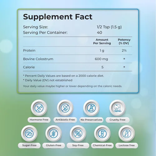 Vista 7 de WELLNESS EXTRACT Polvo de calostro bovino rico en proteínas y lactoferrina, el verdadero suplemento certificado para apoyo inmunológico, salud
