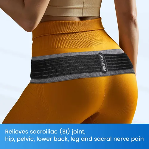 Vista 2 de Velpeau Cinturón sacroilíaco para articulación si, cadera, pélvica, espalda baja, pierna y alivio del dolor del nervio sacro, muy elástico, delgado