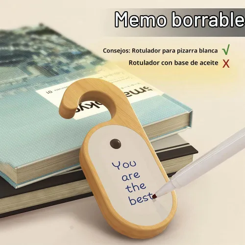 Vista 2 de Luz Nocturna de Llave de Puerta con Sensor de Movimiento para Mensaje Memo de Madera, Lámpara LED de Cerradura de Puerta con Tablero de Perilla