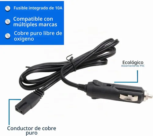 Vista 3 de Cable de extensión de encendedor de cigarrillos de 12 V CC, cable de alimentación para refrigerador de automóvil, cable de repuesto para caja