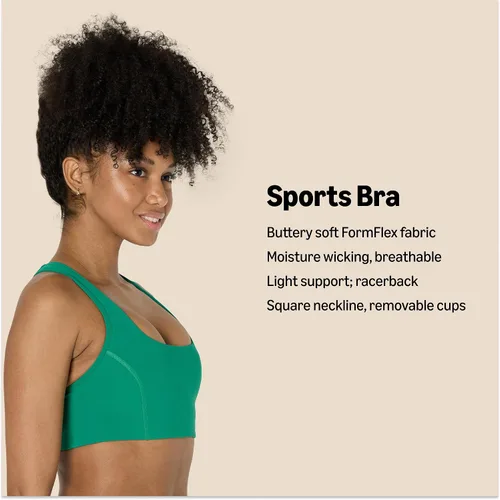 Vista 2 de Tienda Essentials Sujetador deportivo Active FormFlex Buttery Soft Light Support con cuello cuadrado y espalda cruzada para mujer