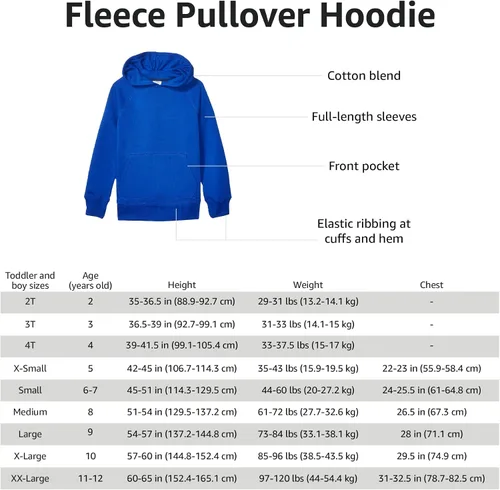 Vista 5 de Tienda Essentials Boys and Toddlers' Fleece Pullover Hoodie Sweatshirts