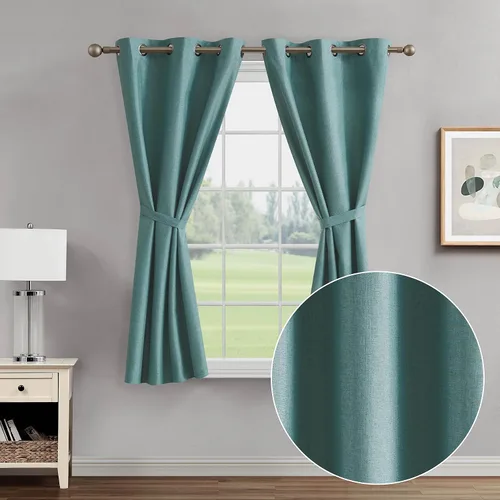 Vista 17 de Creative Home Ideas Cortinas opacas – Paneles de cortina para oscurecer la habitación con alzapaños, cortinas legrae con ojales para ventana Azul