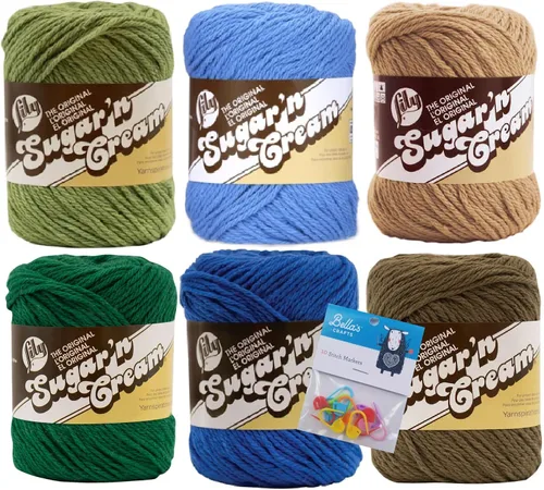 Vista 13 de Lily Sugar'n Cream - Paquete de 6 hilos de 100 % algodón con marcadores de puntada Bella's Crafts (mezcla azul)