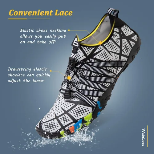 Vista 5 de WateLves - Zapatos de agua para hombres y mujeres, para natación, para la playa, la piscina, surfear, hacer yoga o aeróbics acuático, calcetines