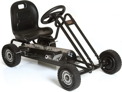 Vista 13 de Hauck Lightning Go Kart con pedal para niños de 4 a 8 años, asiento de cubo ajustable, ruedas de plástico con perfil de goma, freno de mano para Rosa