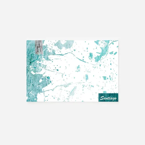 Vista 2 de Papel Lustre - Santiago de Chile, diseño de mapa original, trazo azul, póster de impresión artística para regalo con foto, tamaño: 36 x 24 pulgadas