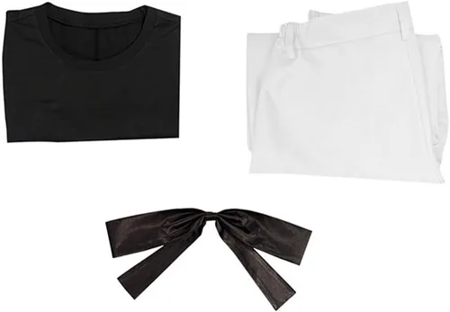 Vista 4 de QAHEART Disfraz de cosplay de Fushiguro Toji, conjunto completo de Fushiguro Toji Anime Cosplay traje negro de manga corta