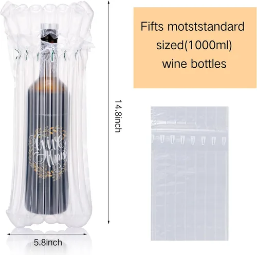 Vista 2 de Berlune 150 bolsas protectoras de viaje para botellas de vino, bolsas protectoras de burbujas inflables, embalaje de vino para viajes, columna llena