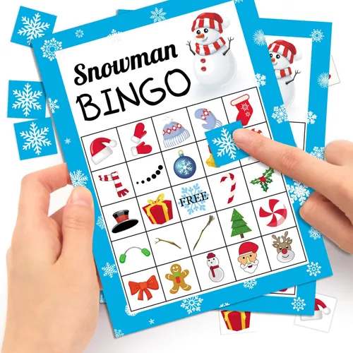Vista 3 de Joy Bang Juego de Bingo de Navidad para Niños y Adultos - Juego de Bingo de Muñeco de Nieve Juegos de Actividades de Manualidades Navideñas