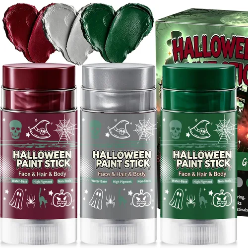 Vista 10 de Juego de pintura corporal SFX de Halloween a base de agua, 2 piezas de Esqueleto
