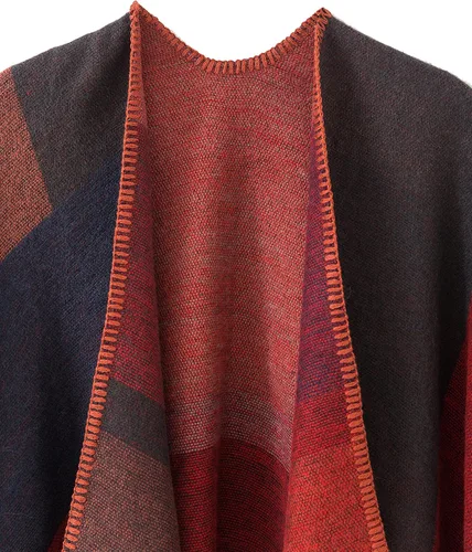 Vista 4 de Urban CoCo Poncho de colores para mujer, chal con frente abierto, color en bloques